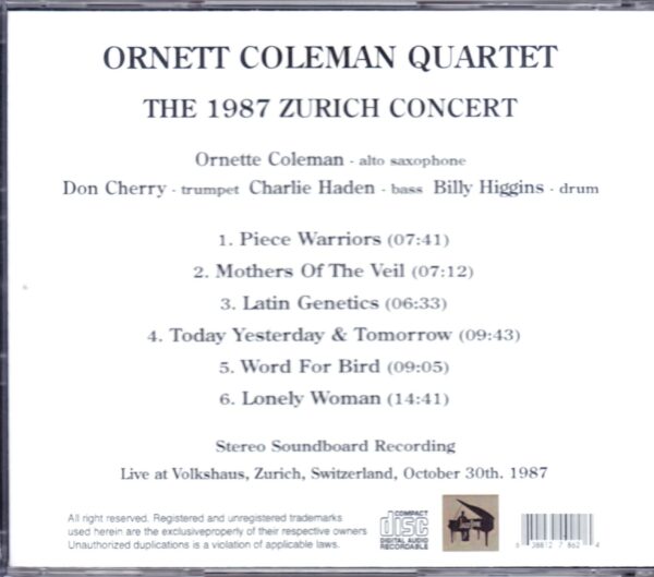 Ornett Coleman, Don Cherry/Switzerland 1987 - Image 2
