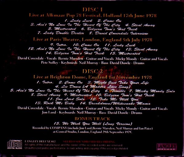 Whitesnake/Europe Tour Collection 1978 - Image 2