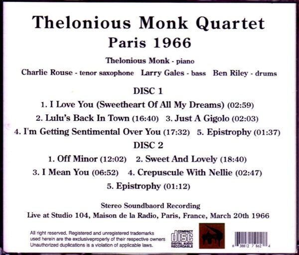 Thelonious Monk Quartet/France 1966 - Image 2