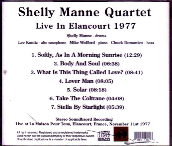 Shelly Manne Quartet,Lee Konitz/France 1977 - Image 2