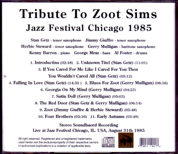 Various Artists Stan Getz,Gerry Mulligan,Kenny Barron/IL,USA 1985 - Image 2