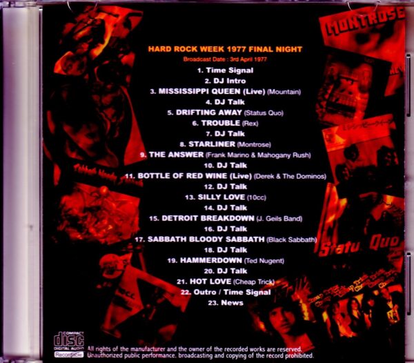 Various Artists Black Sabbath,Status Quo,Frank Marino,Cheap Trick/Radio Broadcast 4.3.1977 - Image 2