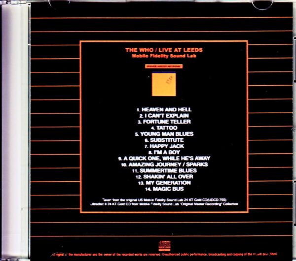 The Who/Live at Leeds Original US Mobile Fidelity Sound Lab - Image 2