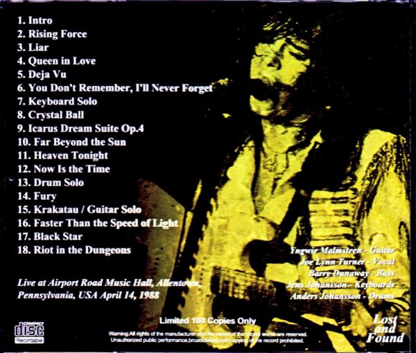 Yngwie J. Malmsteen's Rising Force/PA, USA 1988 - Image 2