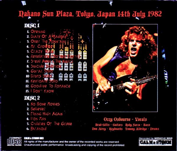Ozzy Osbourne/Tokyo,Japan 7.14.1982 - Image 2