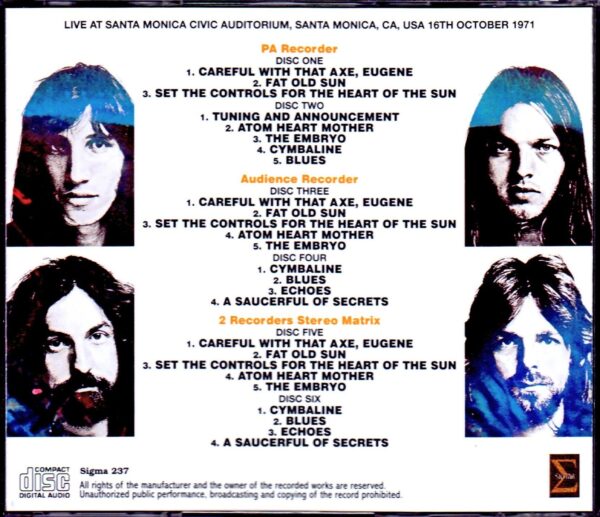 Pink Floyd/CA,USA 10.16.1971 3 Source Matrix - Image 2