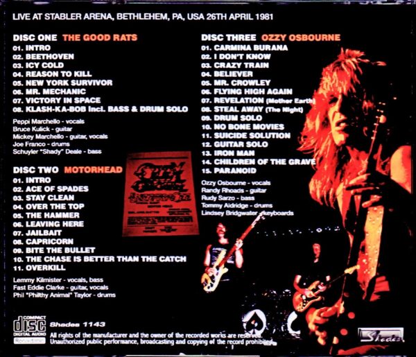 Ozzy Osbourne,Motorhead,Good Rats/PA,USA 1981 - Image 2