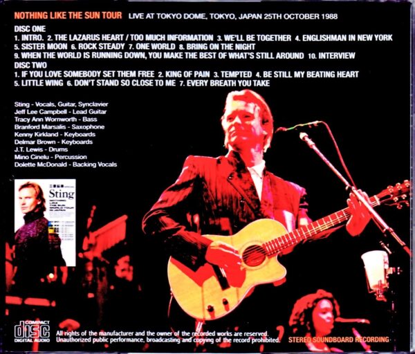 Sting/Tokyo,Japan 10.25.1988 Original Off-Air DAT Master - Image 2