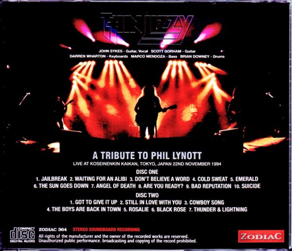 Thin Lizzy/Tokyo,Japan 11.22.1994 Upgrade - Image 2