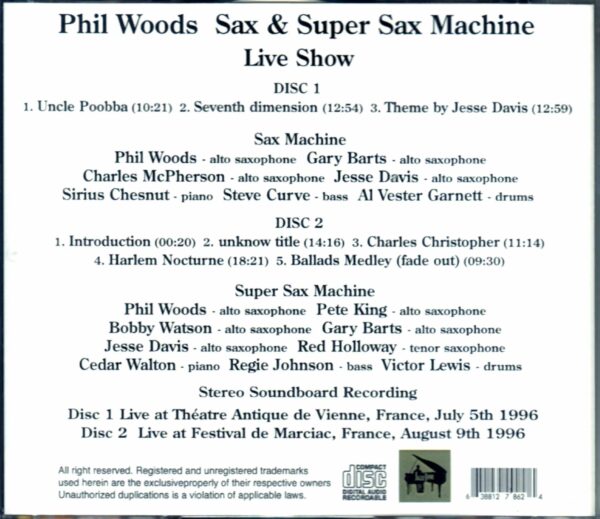 Phil Woods,Super Sax Machine/France 1996 - Image 2