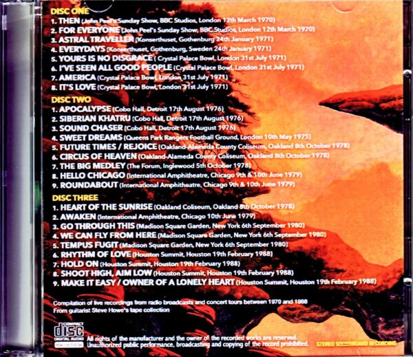 Yes Compilation of Live Recordings from Radio Broadcast and concert Tours 1970-1988 - Image 2