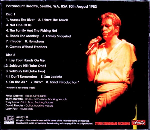 Peter Gabriel/WA,USA 1983 - Image 2