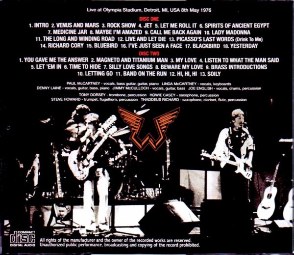 Paul McCartney,Wings/MI,USA 1976 Upgrade - Image 2