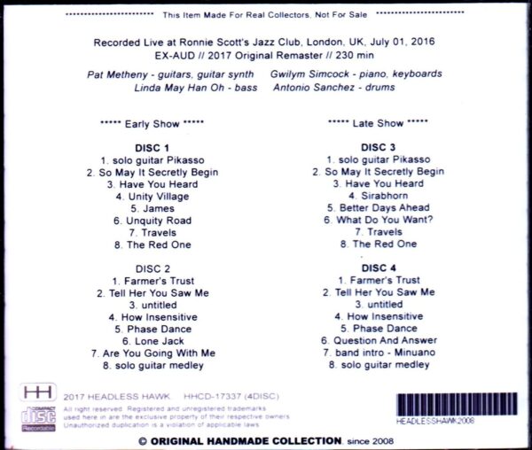 Pat Metheny Quartet/London,UK 7.1.2016 2Shows - Image 2