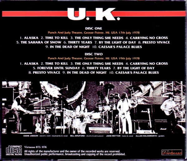 U.K. Bill Bruford,John Wetton/MI,USA 1978 2Days Complete - Image 2