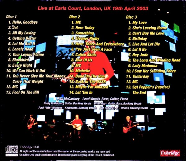 Paul McCartney/London,UK 2003 Original DAT Master - Image 2