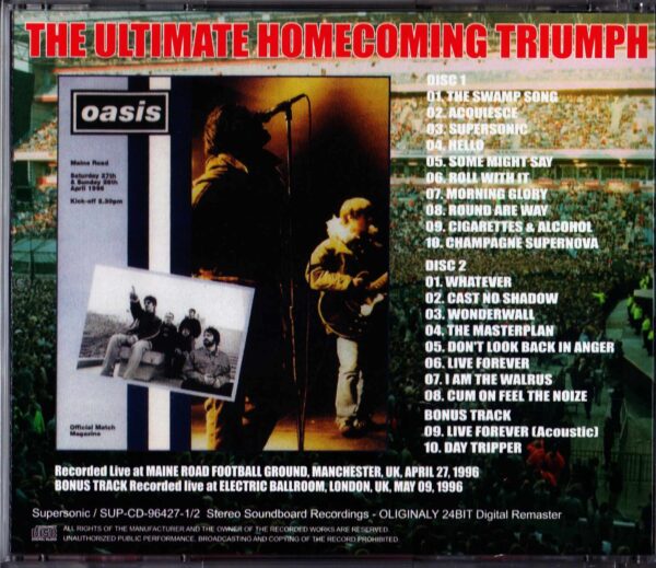 Oasis/England,UK 4.27.1996 & more 24bit Digital Remaster - Image 2