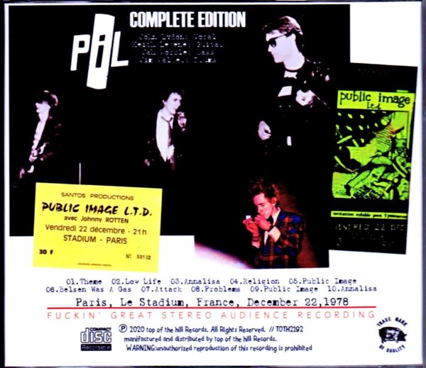 P.I.L. Public Image Limited/France 1978 Complete - Image 2