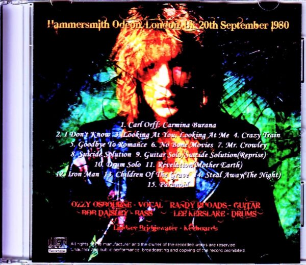 Ozzy Osbourne/London,UK 9.20.1980 Another Edition - Image 2