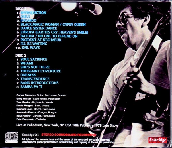 Santana/NY,USA 2.10.1978 Late Show Complete - Image 2
