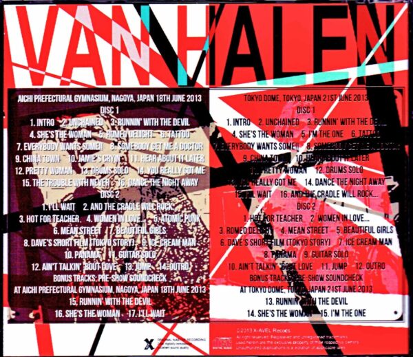 Van Halen/Aichi Prefectural Gymnasium Performance etc. 2013 Complete Edition 24bit Digital Remaster - Image 2