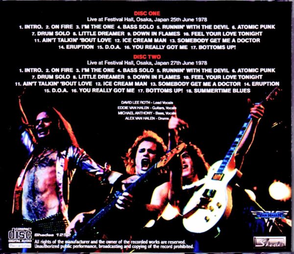 Van Halen/Osaka,Japan 1978 2Days - Image 2
