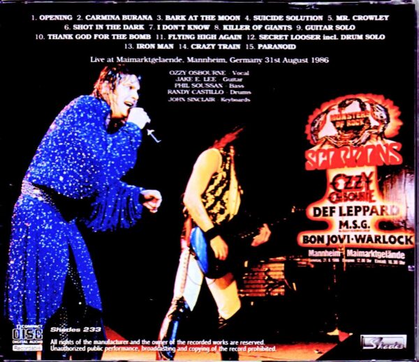 Ozzy Osbourne/Germany 8.31.1986 - Image 2