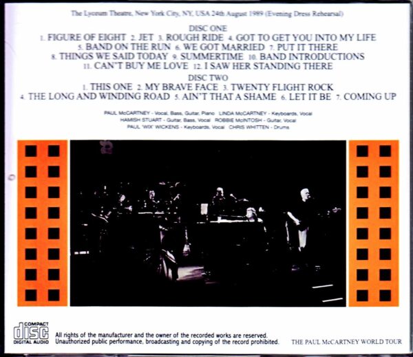 Paul McCartney/NY,USA 8.24.1989 Evening Dress Rehearsal - Image 2