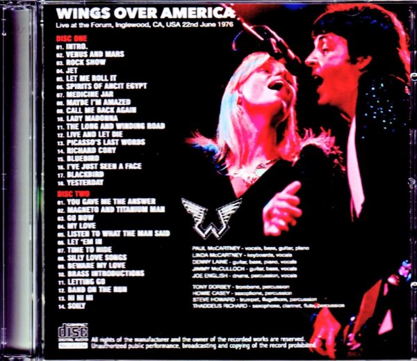 Paul McCartney & Wings/CA, USA 6.22.1976 - Image 2