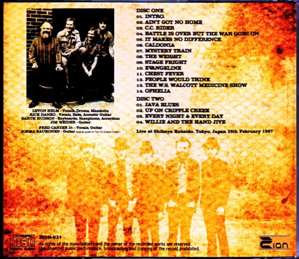 The Band/Tokyo,Japan 2.25.1987 - Image 2