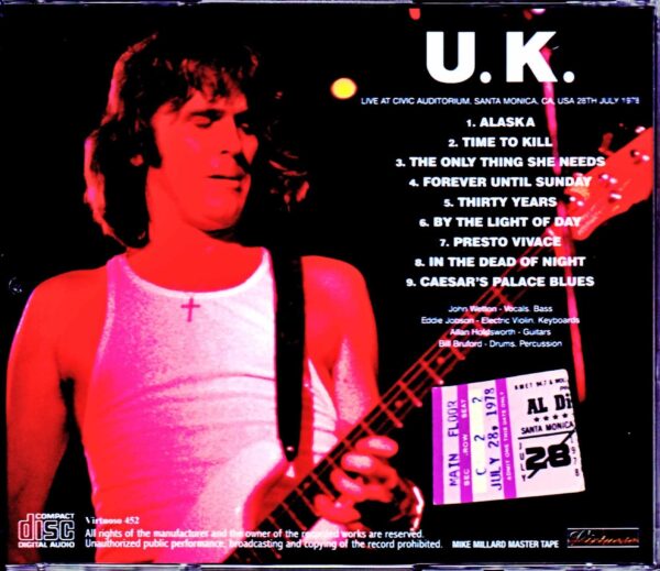 U.K. Allan Holdsworth,John Wetton,Bill Bruford,Eddie Jobson/CA,USA 1978 - Image 2