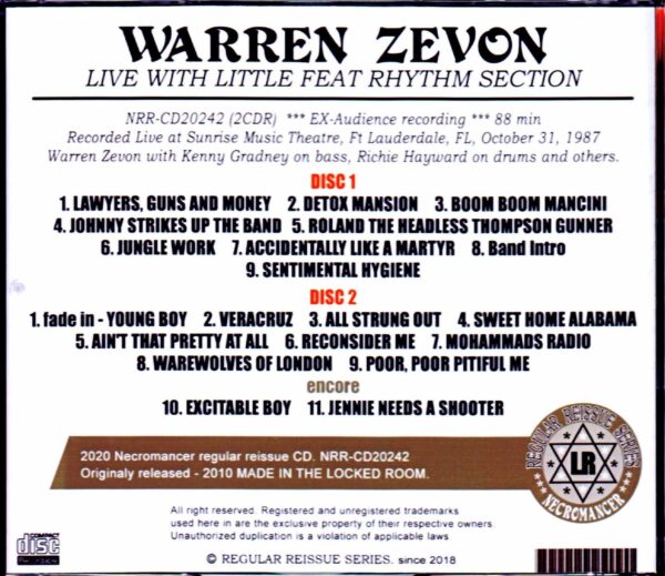 Warren Zevon/FL, USA 1987 - Image 2