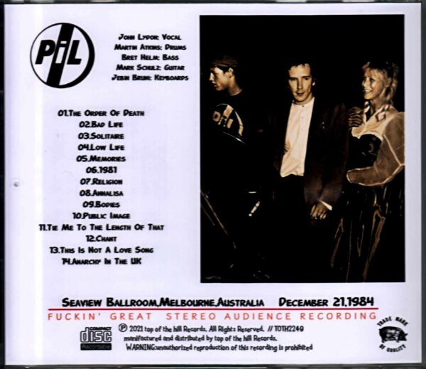 P.I.L. Public Image Ltd/Australia 1984 - Image 2