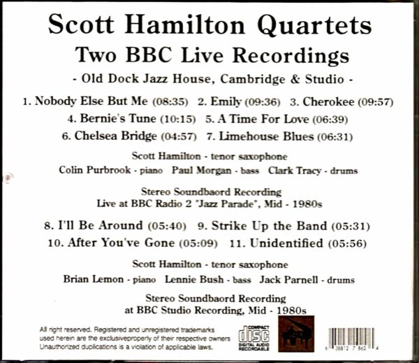 Scott Hamilton Quartets/Unreleased Studio Live & Sessions - Image 2