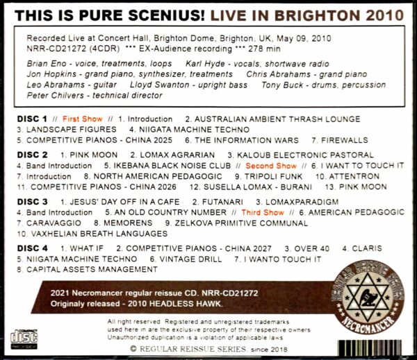 This is Pure Scenius! Brian Eno/UK 2010 First & Second Show Complete - Image 2