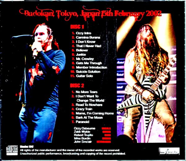 Ozzy Osbourne/Tokyo,Japan 1.15.2002 - Image 2