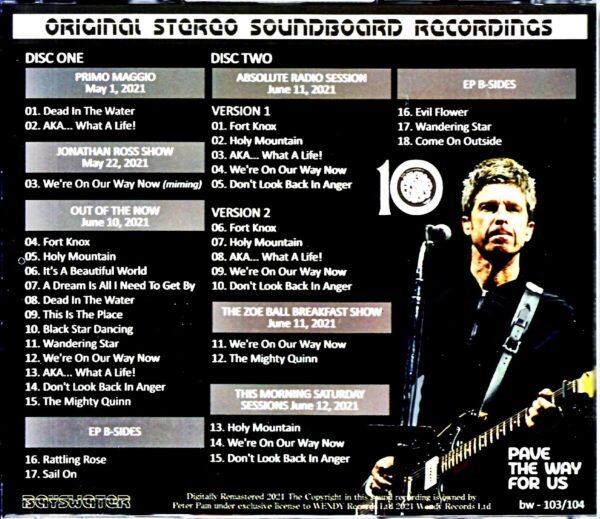 Noel Gallagher's High Flying Birds/Back the Way We Came Promotion Live Collection 2021 - Image 2