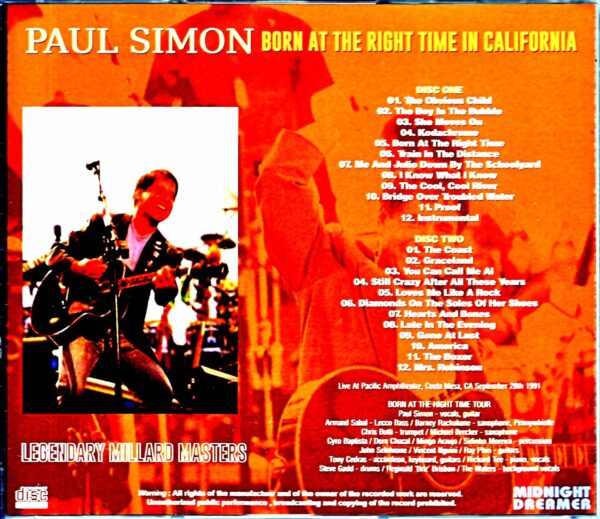 Paul Simon/CA,USA 1991 Mike Millard Master Tapes - Image 2