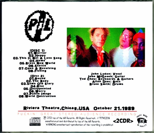 P.I.L Public Image Limited/IL,USA 1989 Complete - Image 2