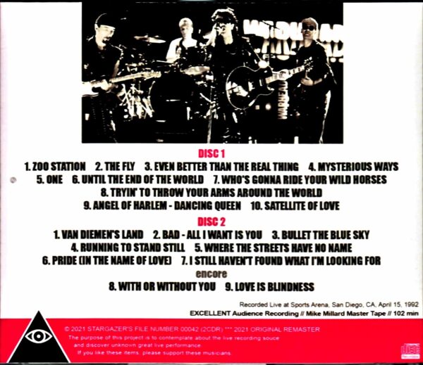 U2/CA,USA 4.15.1992 - Image 2
