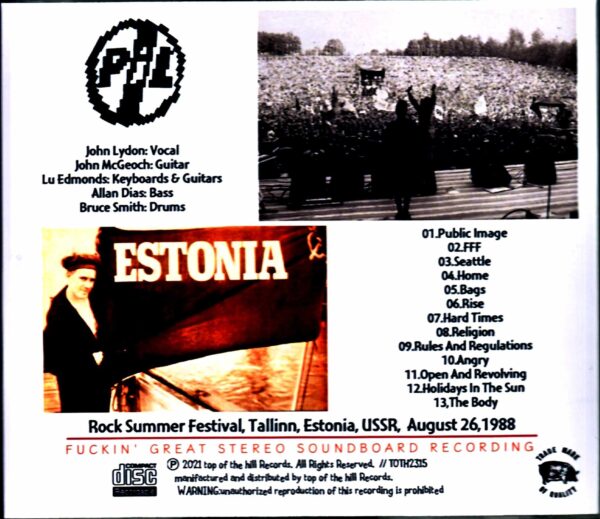P.I.L. Public Image Limited/Estonia,USSR 1988 Upgrade - Image 2
