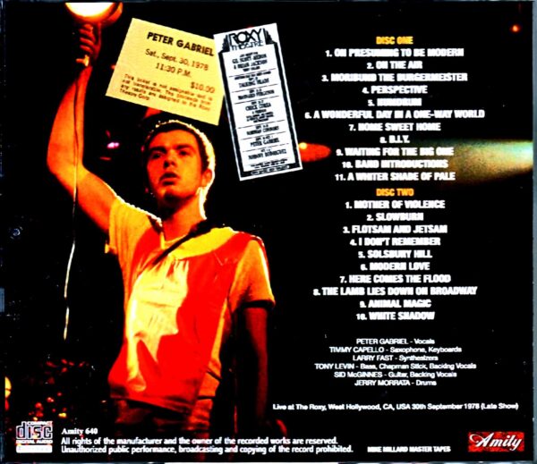 Peter Gabriel/CA,USA 9.30.1978 Late Show - Image 2