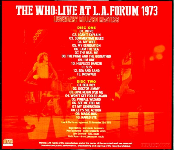 The Who/CA, USA 1973 Mike Millard Master Tapes - Image 2