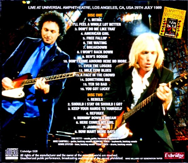 Tom Petty & the Heartbreakers/CA,USA 7.29.1989 Mike Millard 1st Generation Tapes - Image 2