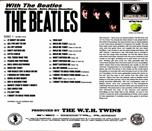 The Beatles/With the Beatles Final Technical Specifications With the Beatles Spectral Stereo Demix - Image 2