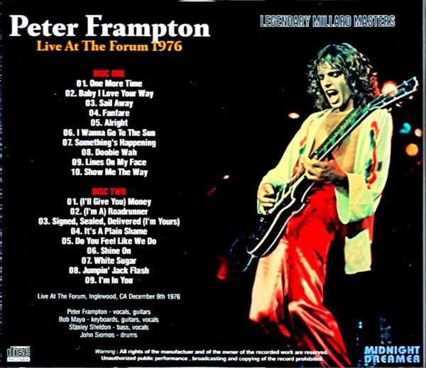 Peter Frampton/CA,USA 1976 Complete Mike Millard Master Tapes - Image 2