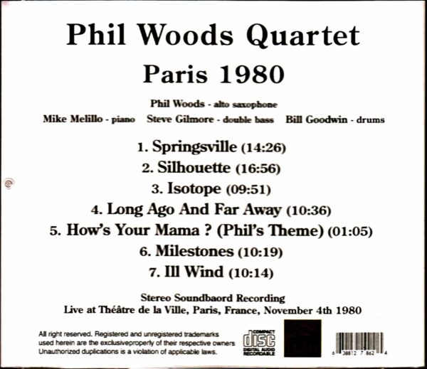 Phil Woods Quartet Phil With/France 1980 - Image 2