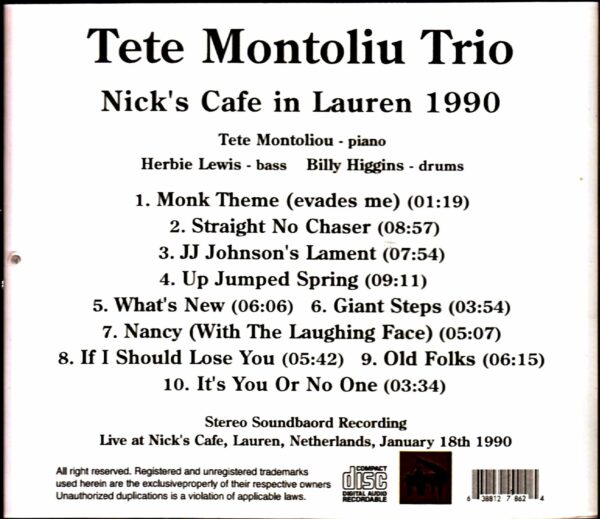 Tete Montoliou Trio Tete Montoliou/Netherlands 1990 - Image 2
