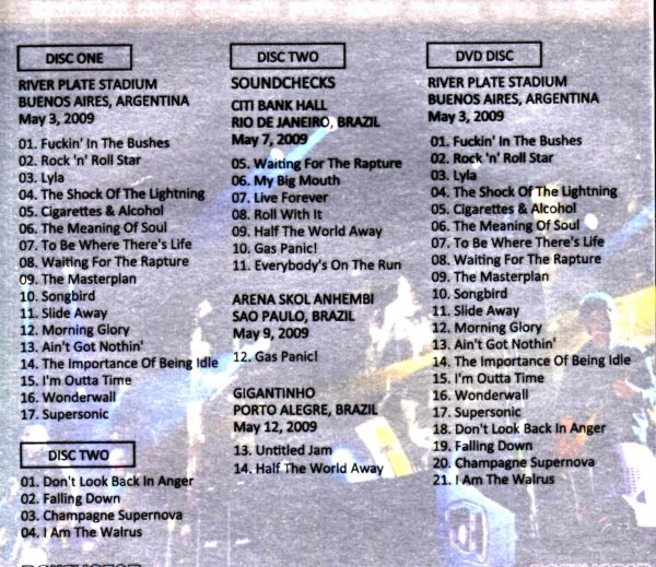Oasis/Argentina 2009 S & V Complete & more - Image 2