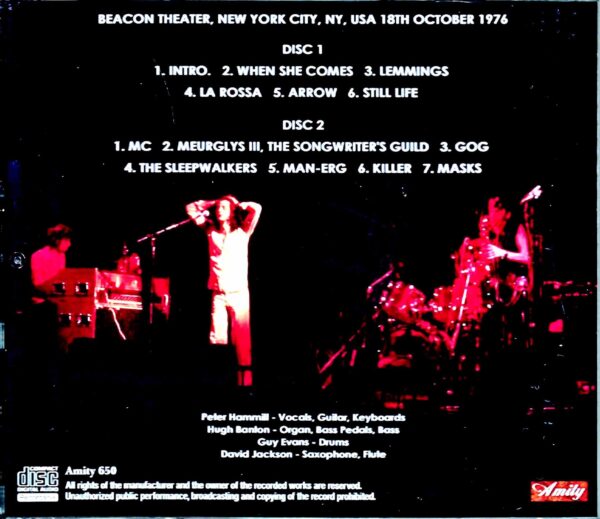 Van Der Graaf Generator Van Der Graaf Generator/NY, USA 1976 - Image 2
